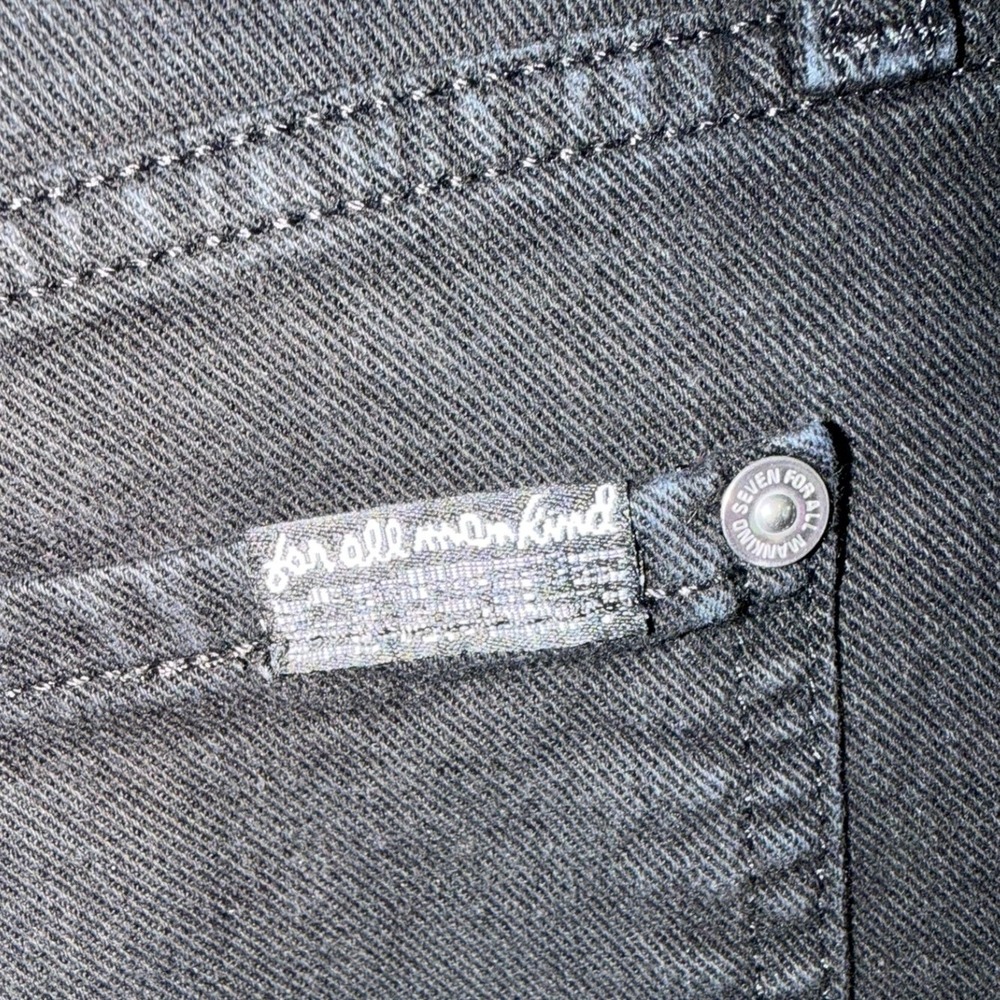 7 For All Mankind Shorts Womens 28 Black Denim Cut Off Frayed Hem Raw Edge Jean - Picture 3 of 5